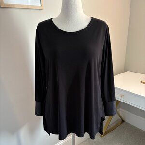 Clara Sun Woo-Size XL Parachute Hem Liquid Leather Cuff Tunic in Black